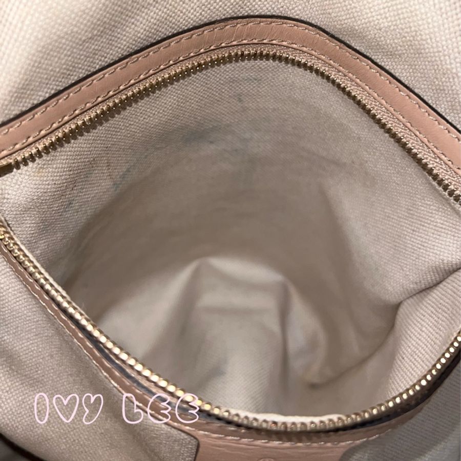 GUCCI GG 單肩包 托特包 帆布 257084 粉膚拼色線條 二手精品-7