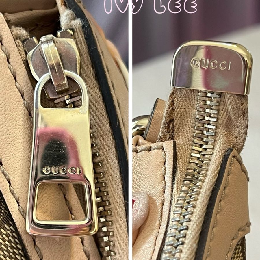 GUCCI GG 單肩包 托特包 帆布 257084 粉膚拼色線條 二手精品-8