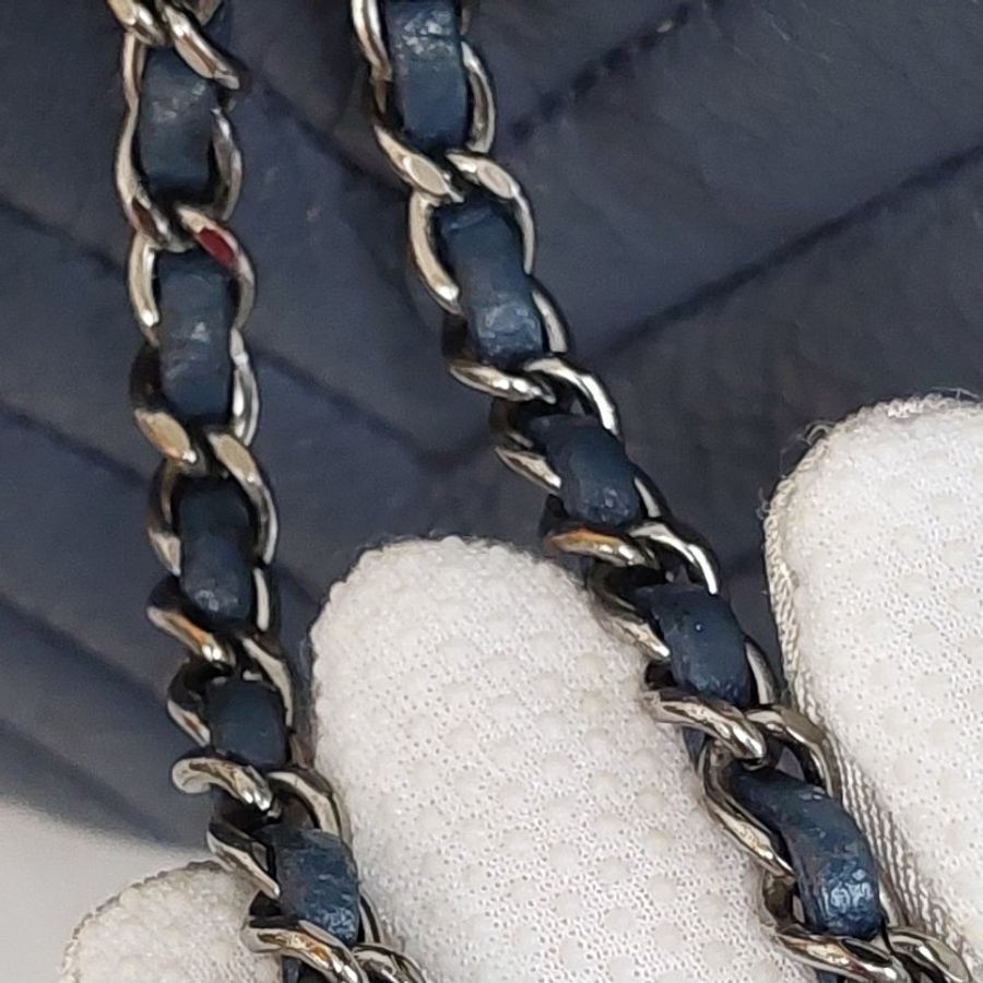 Chanel 香奈兒🌈實品拍照🌈水桶包藍色 鹿皮 三用包 (手提、側背、斜背)~二手-54