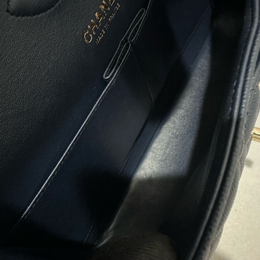 Chanel Caviar Cf25 荔枝皮深藍金扣-5