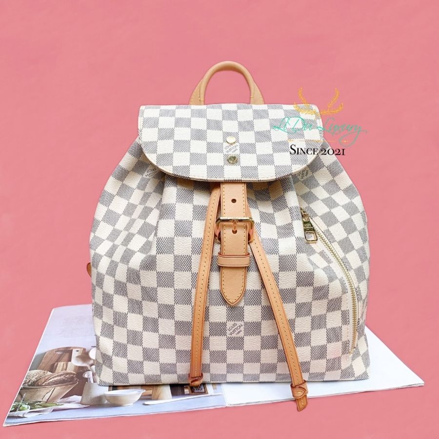 Louis Vuitton LV N41578 Sperone Damier Azur白棋盤格中古後背包-0