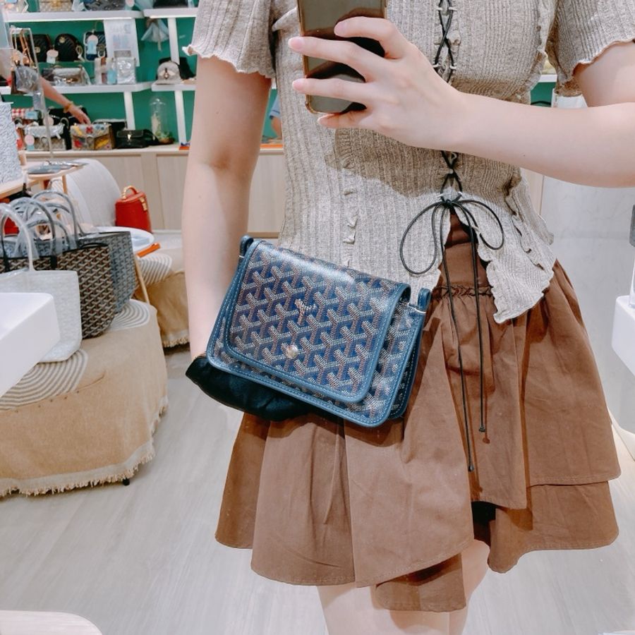 GOYARD 戈雅薄身長銀包款跟肩帶包包PLUMET POCKET WALLET BAG CANVAS NAVY-10