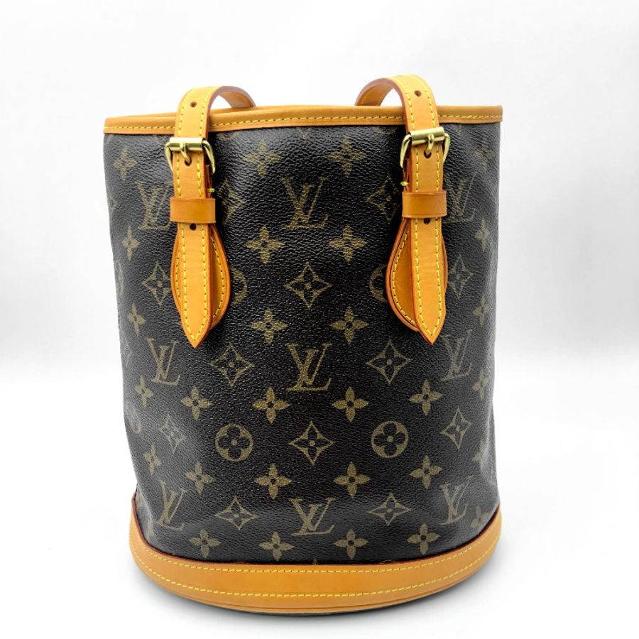 LOUIS VUITTON Bucket PM 經典老花水桶包,LV,肩背包,手提包,單肩包,二手真品,正品,現貨-0