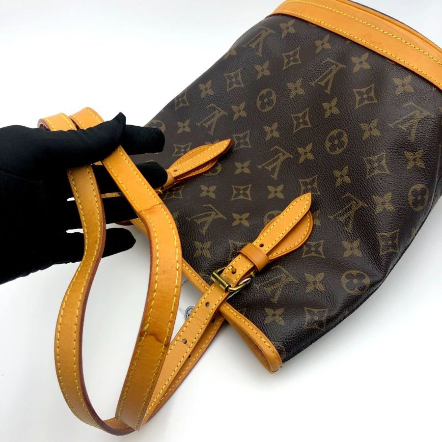 LOUIS VUITTON Bucket PM 經典老花水桶包,LV,肩背包,手提包,單肩包,二手真品,正品,現貨-21