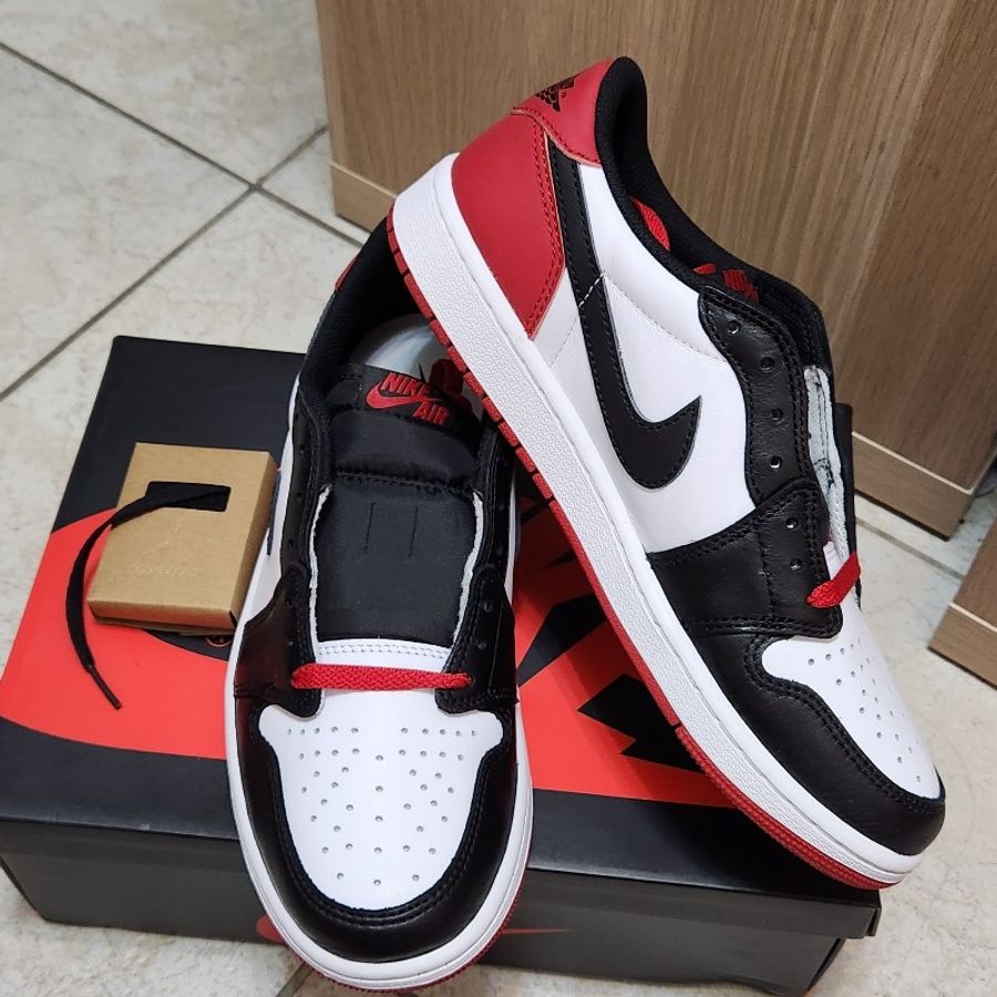 全新 Nike Air Jordan 1 Retro Low OG 男鞋 Black Toe AJ1 全新未試穿落地 US9 附鞋盒鞋帶-0