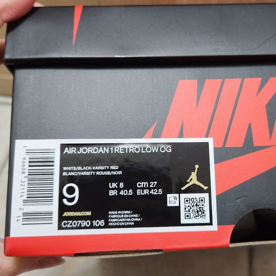全新 Nike Air Jordan 1 Retro Low OG 男鞋 Black Toe AJ1 全新未試穿落地 US9 附鞋盒鞋帶-13