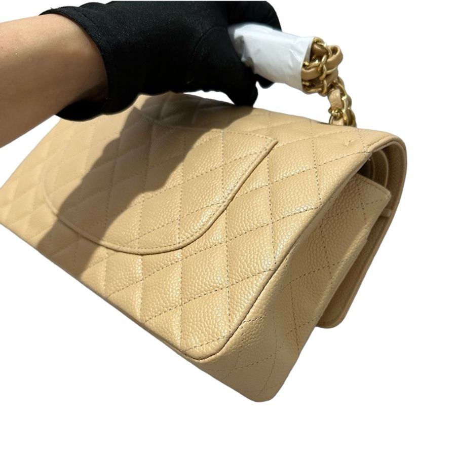 Chanel Caviar CF25奶茶金扣-4