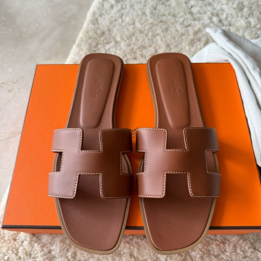 Hermès oran金棕色H拖鞋39.5-5