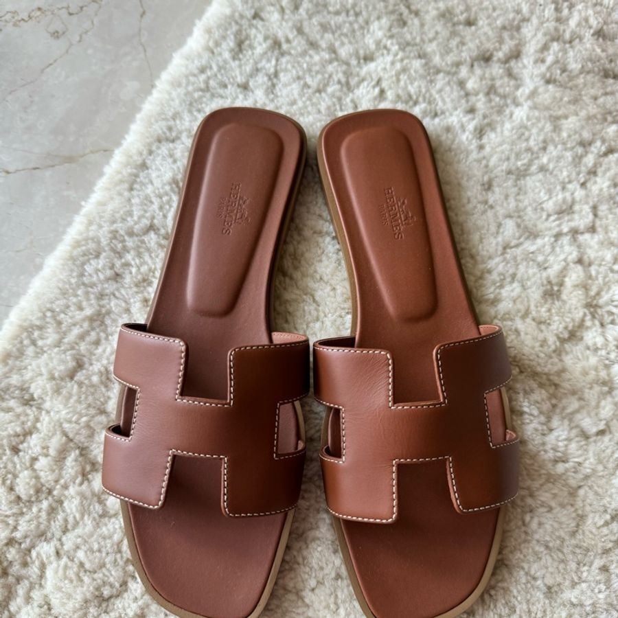 Hermès oran金棕色H拖鞋39.5-6