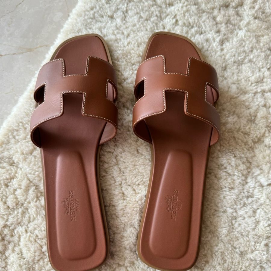 Hermès oran金棕色H拖鞋39.5-7