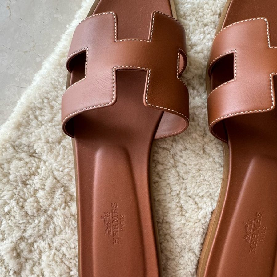 Hermès oran金棕色H拖鞋39.5-8