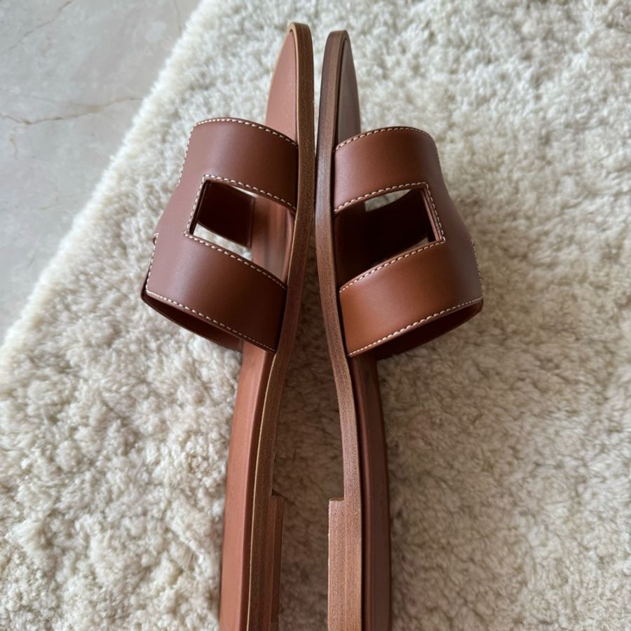 Hermès oran金棕色H拖鞋39.5-9