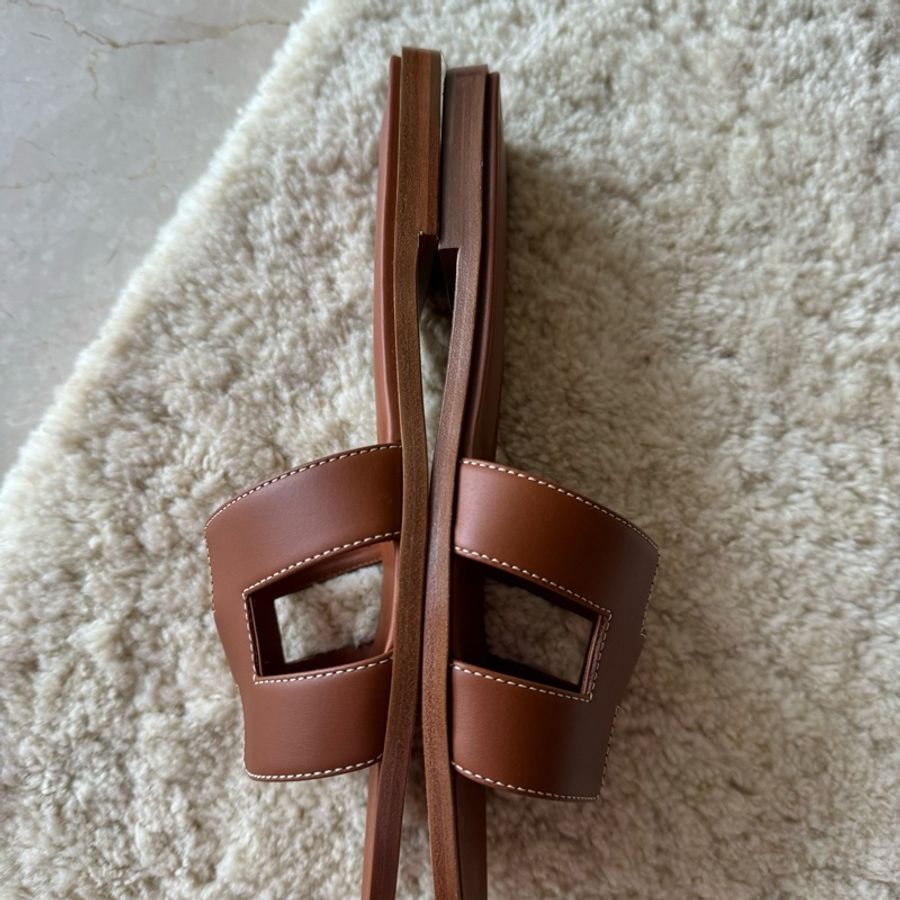 Hermès oran金棕色H拖鞋39.5-10