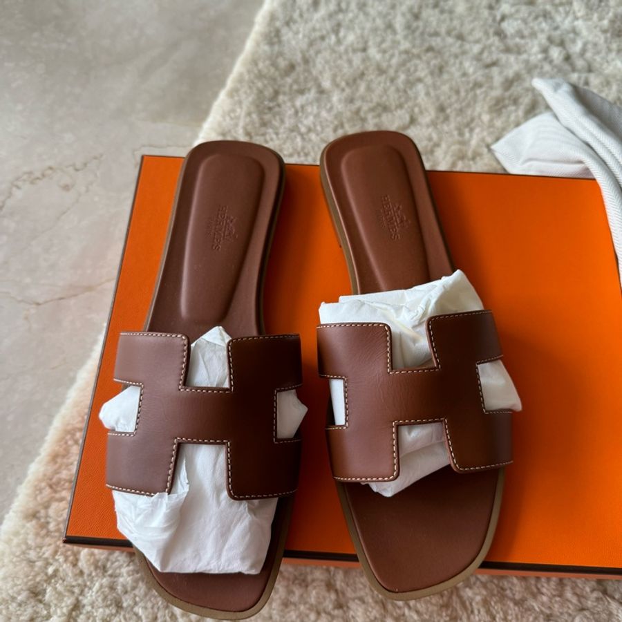 Hermès oran金棕色H拖鞋39.5-20
