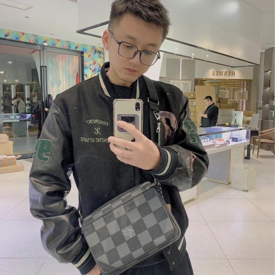 LV N50017 TRIO棋盤格LOGO Damier Graphite帆布男士三合一斜背郵差包(黑灰) ⭕️晶片款⭕️近新閒置品⭕️-3