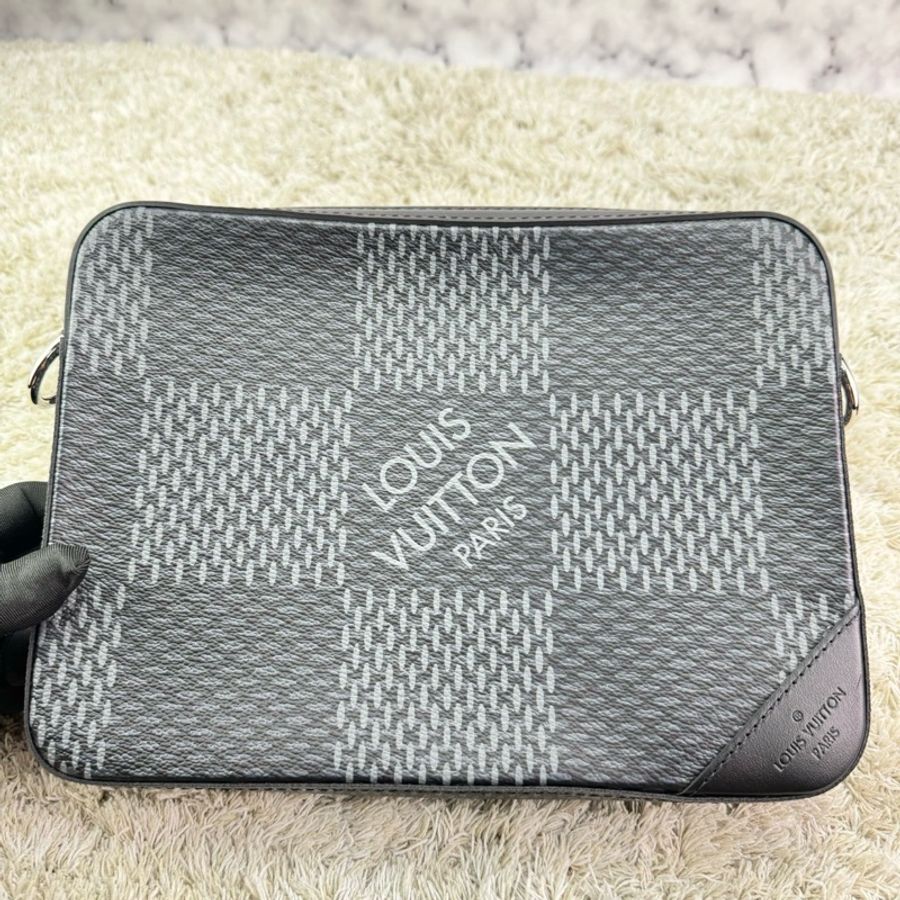 LV N50017 TRIO棋盤格LOGO Damier Graphite帆布男士三合一斜背郵差包(黑灰) ⭕️晶片款⭕️近新閒置品⭕️-6