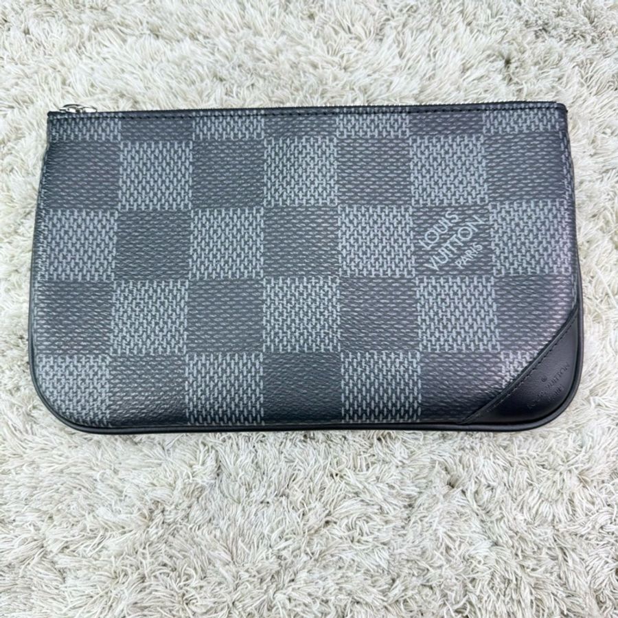 LV N50017 TRIO棋盤格LOGO Damier Graphite帆布男士三合一斜背郵差包(黑灰) ⭕️晶片款⭕️近新閒置品⭕️-23