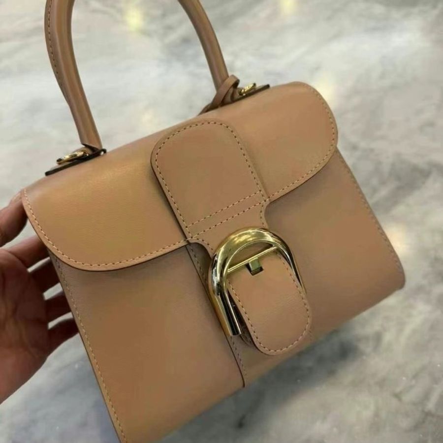"限時降價 夏季折扣"-Delvaux Box 小牛皮 迷你 Brillant 包 奶茶棕﻿《2024季度★全新商品 》-8