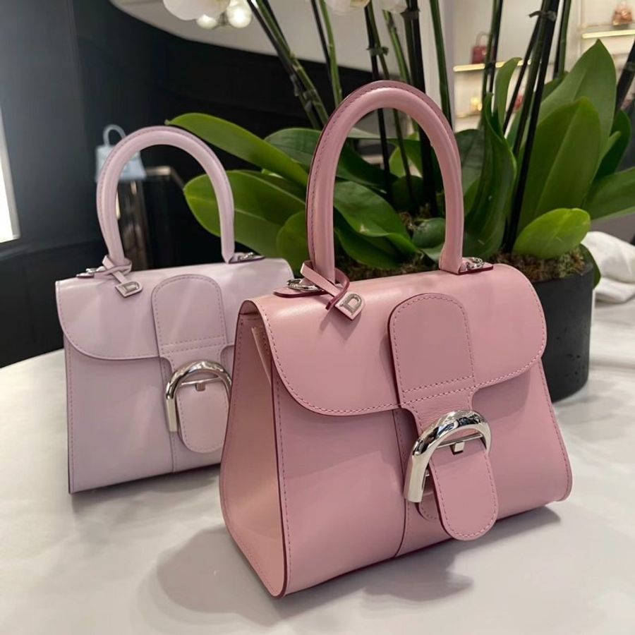 "限時降價 夏季折扣"-Delvaux 迷你 Box 小牛皮 Brillant 包 粉色《2024季度★全新商品 》-2