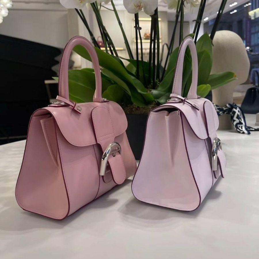 "限時降價 夏季折扣"-Delvaux 迷你 Box 小牛皮 Brillant 包 粉色《2024季度★全新商品 》-3