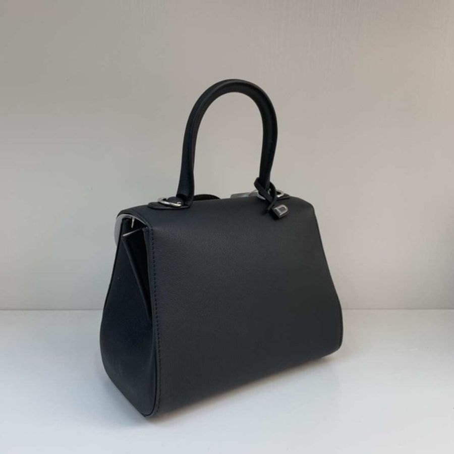 "限時降價 夏季折扣"-Delvaux 迷你 Rodeo 粒纹小牛皮 Brillant 包 黑色《2024季度★全新商品 》-10