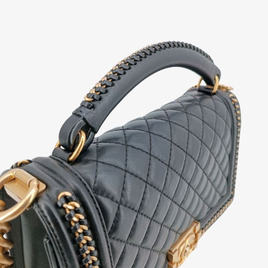 CHANEL LeBoy Black Calfskin Top Handle Flap Bag-7