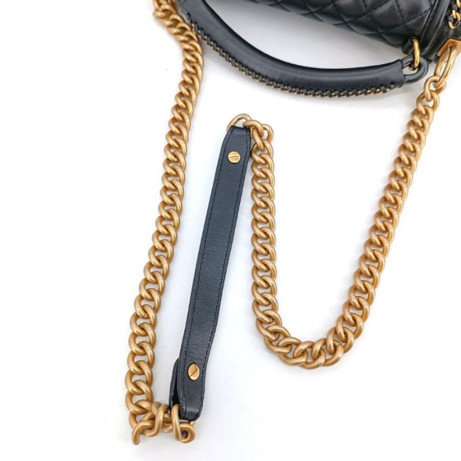 CHANEL LeBoy Black Calfskin Top Handle Flap Bag-8