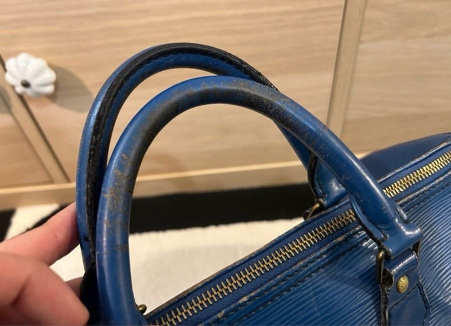 LV真品正品藍色M43005絕版epi水波紋speedy波士頓包，低價起標-3