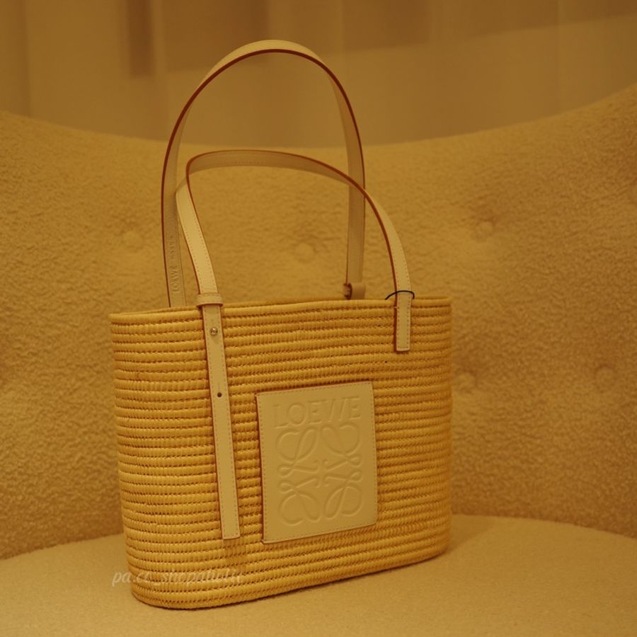 Loewe 草編方形籃子 <白色> Small Square Basket Bag 草編包-0