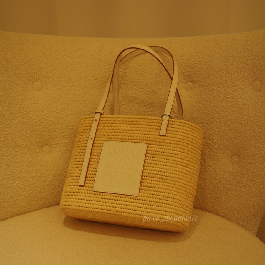 Loewe 草編方形籃子 <白色> Small Square Basket Bag 草編包-4