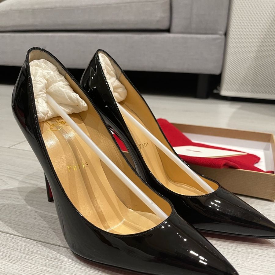 Christian Louboutin經典Kate 100紅底鞋/漆皮/10公分-3