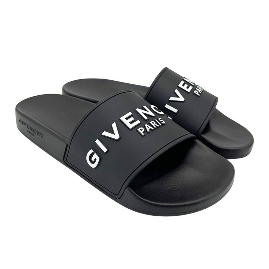 Givenchy 品牌logo橡膠平底涼鞋/拖鞋(黑) #37-0