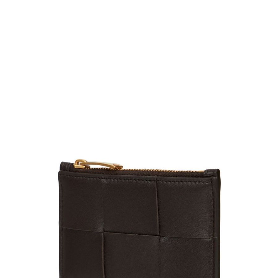 【BOTTEGA VENETA 寶緹嘉】專櫃經典款 手工大編織小牛皮3卡拉鍊卡片夾/零錢卡包-0