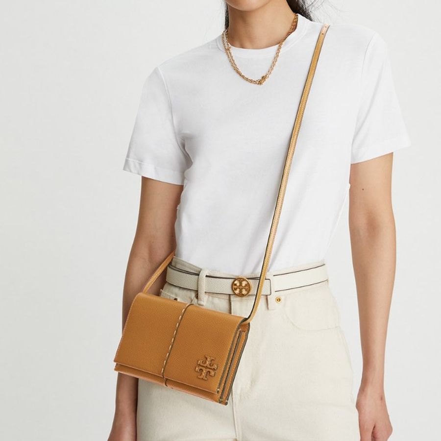 【Tory Burch】專櫃經典款 McGRAW 防刮皮革皮夾式斜背包/側背包 WOC-3