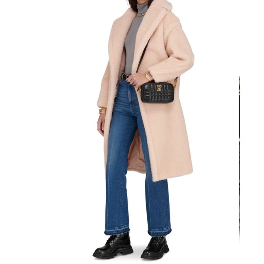 【BURBERRY 巴寶莉】專櫃經典款金字LOGO格紋絎縫設計小羊皮拉鍊式斜背包(迷你款)-6