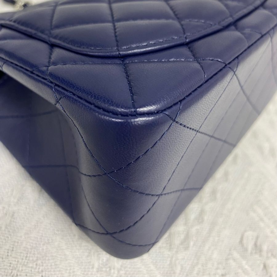 Chanel 方胖子 深藍色 17cm 銀扣-10