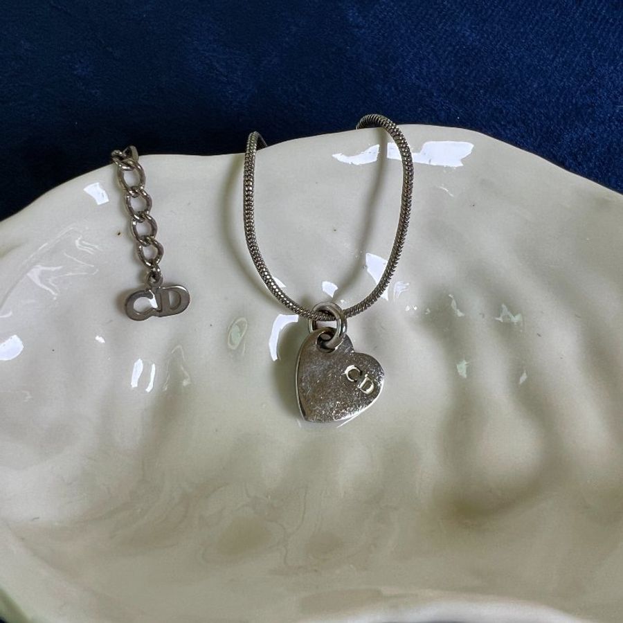 DIOR heart shape necklace 心形銀色頸鏈 日本中古vintage-1