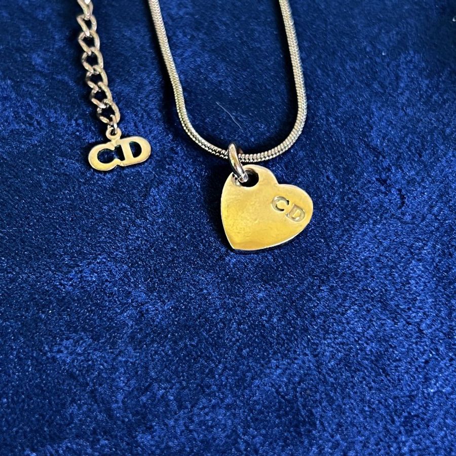 DIOR heart shape necklace 心形銀色頸鏈 日本中古vintage-3