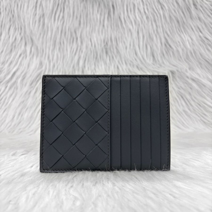 Bottega Veneta 灰小牛皮編織名片零錢卡夾-0