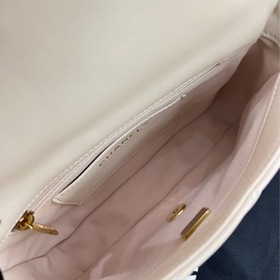 Chanel CF 23P 奶茶粗鏈款 金扣 全套-3