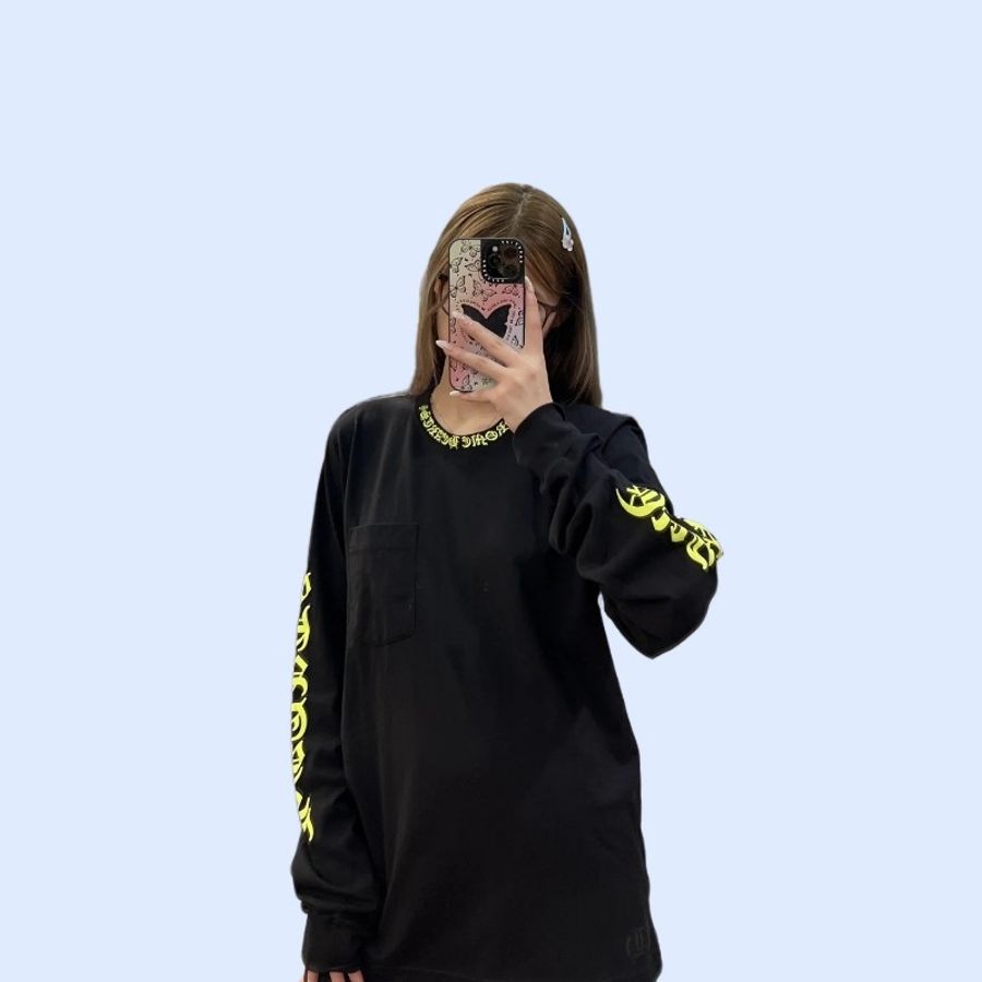 Chrome Hearts 克羅心2024新款熒光黃梵文長袖-3