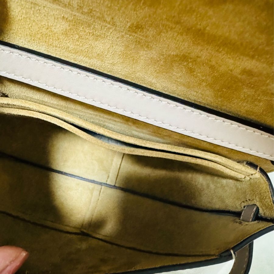 日本專櫃購入 Loewe 羅威 大象灰 mini gate 老花款寬背帶 LOWE老花 Loewe gate 斜背包 全配附購證-12