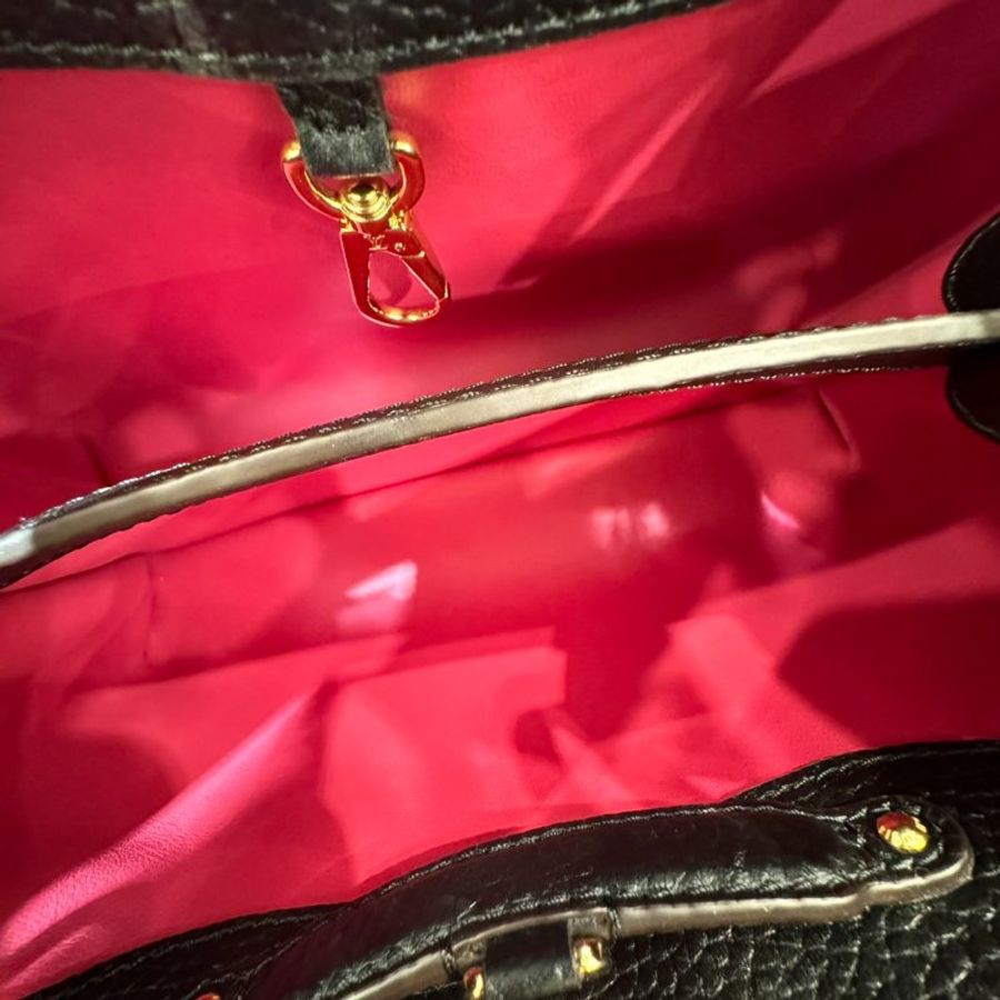 LV CAPUCINES全皮手提肩背包/黑M94755晶片-5
