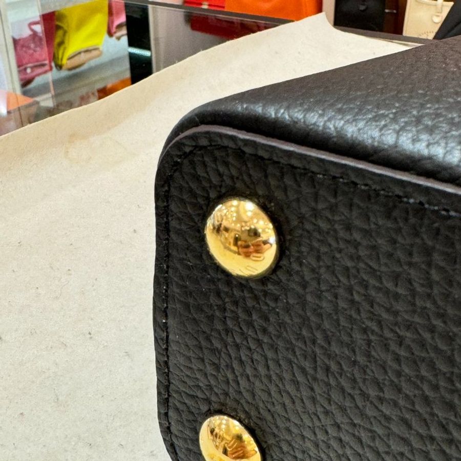 LV CAPUCINES全皮手提肩背包/黑M94755晶片-6