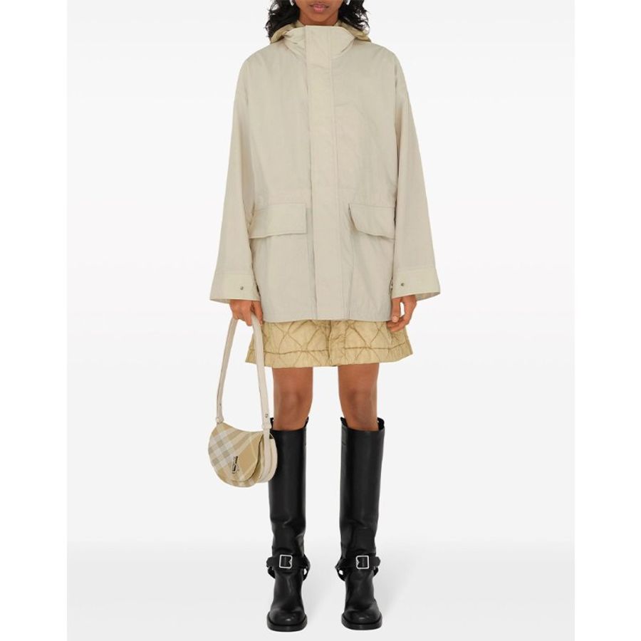 * Burberry Checked Hooded Nylon Windbreaker for Women in Soap -8083821-Soap (Size:XS,S,M)-4