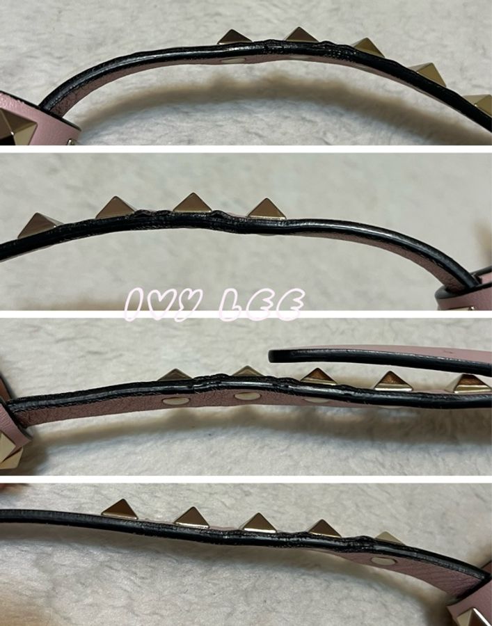 Valentino Rockstud Flap 铆釘 粉紅皮革 肩背包 斜背包 二手精品-15
