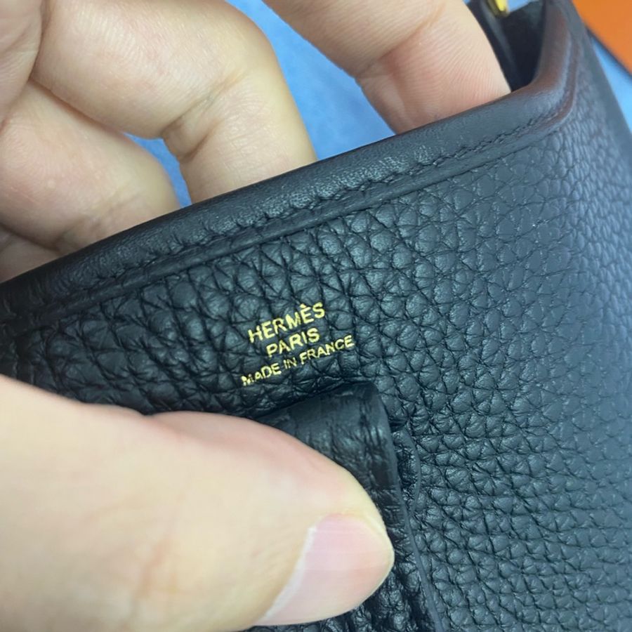 Hermes 愛馬仕 mini evelyne 16 黑色金扣-6