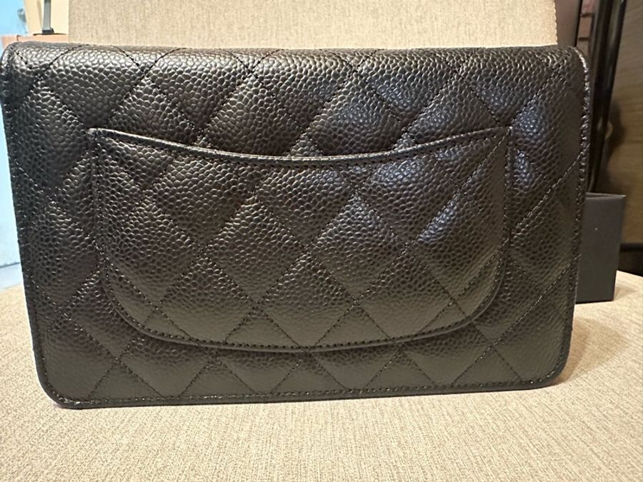 全新Chanel woc 黑金荔枝皮-8
