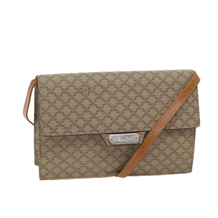 【日本直送】CELINE Macadam帆布肩背包,塗佈帆布,米色,正品 71054-0