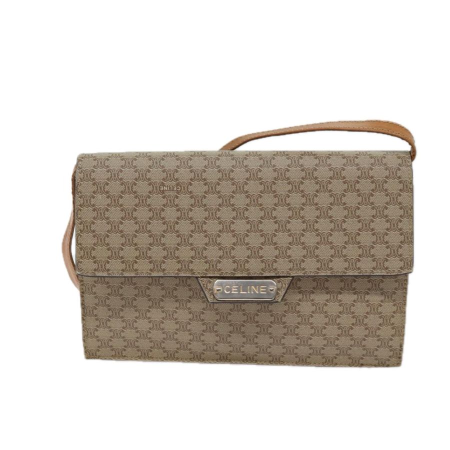 【日本直送】CELINE Macadam帆布肩背包,塗佈帆布,米色,正品 71054-12